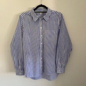 Blue & White Stripe Button Down Blouse_NWOT_Size Large